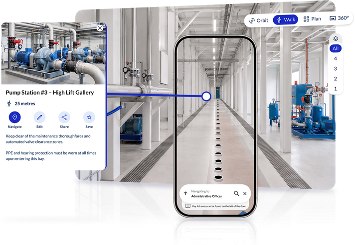 Zapworks Spaces AR indoor navigation shown on a mobile device