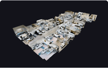 A 3D dollhouse scan of an industrial facility used to map the site