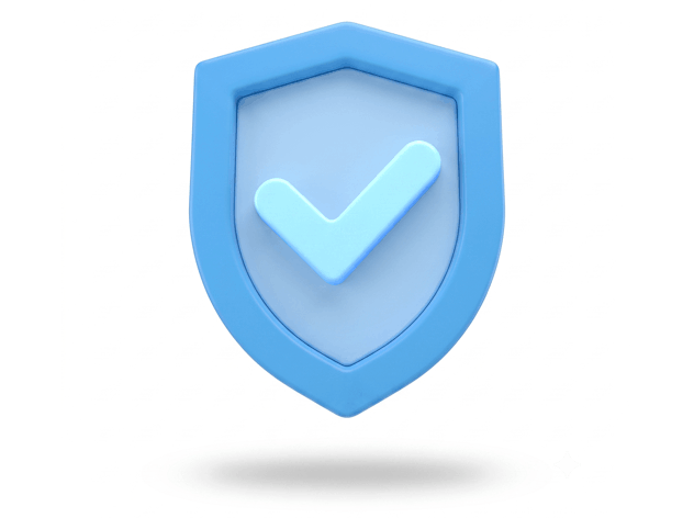 Illustration of a shield with a check mark, representing protected facility and navigation data